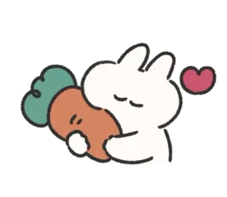 🍰 thỏ, cà rốt, dễ thương, động vật, tình yêu, trái tim telegram sticker