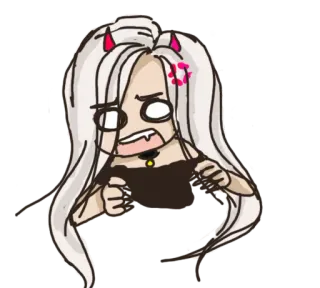 😤 卡通, 生气, 恶魔, 女孩, 角, 动漫 telegram sticker