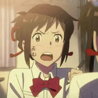 💫 Mitsuha Miyamizu Your Name あほ Anime, Mitsuha, Miyamizu, Your Name, Viết, Tức giận telegram sticker