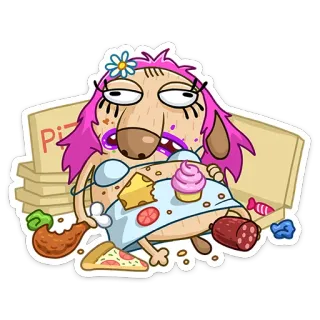 🍕 Dessin animé, Nourriture, Pizza, Personnage, Drôle, Manger whatsapp sticker