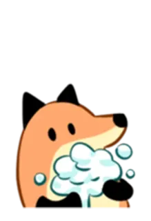 🧼 狐狸, 卡通, 动物, 可爱, 肥皂, 泡泡, 干净 telegram sticker
