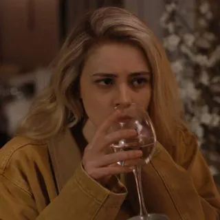 🗿 woman, drinking, wine, indoor, portrait, person telegram sticker