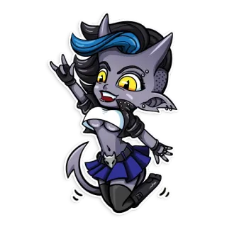 🤟 Dibujo animado, Chica, Diablo, Lindo, Anime telegram sticker
