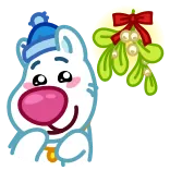 😍 Мультфильм, Собака, Омела, Праздник, Зима, Милый telegram sticker
