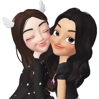 💘 Freundschaft, Cartoon, Niedlich, Mädchen, Flügel, Avatar whatsapp sticker
