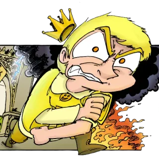 🤬 boos, cartoon, koning, kroon, illustratie, personage whatsapp sticker