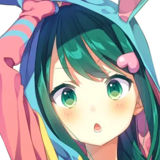 😱 Аниме девушка, Мультфильм, Милый, Каваи, Кролик, Толстовка telegram sticker