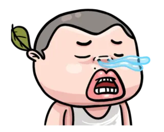 😪 dibujo animado, cara, enfermo, moco, nariz que moquea, personaje whatsapp sticker