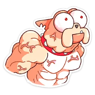 😳 chien, muscle, dessin animé, autocollant, animal, humour, drôle telegram sticker