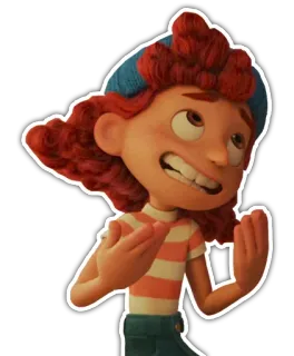 😃 Giulia Marcovaldo Luca Cartoon, animiert, Mädchen, Luca, Giulia, Disney telegram sticker