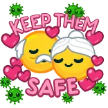 🥰 KEEP THEM SAFE giữ an toàn, COVID, người cao tuổi, bảo vệ, trái tim, virus, đại dịch telegram sticker