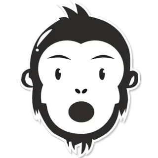 🤩 aap, cartoon, gezicht, dier, geschrokken, uitdrukking telegram sticker