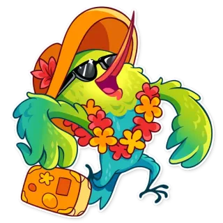 ✈ vogel, reizen, vakantie, zomer, zonnebril, cartoon, sticker telegram sticker