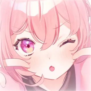 🍓 Anime, Ragazza, Rosa, Occhiolino, Carino, Manga whatsapp sticker