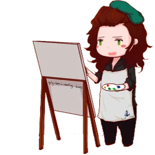 🎨 ugly-dave is painting-lives cartoon, artist, painting, chibi, canvas telegram sticker