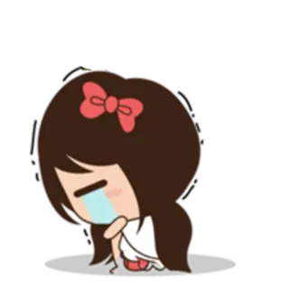 😢 การ์ตูน, ร้องไห้, เศร้า, ผู้หญิง, โบว์, อารมณ์, อนิเมะ telegram sticker