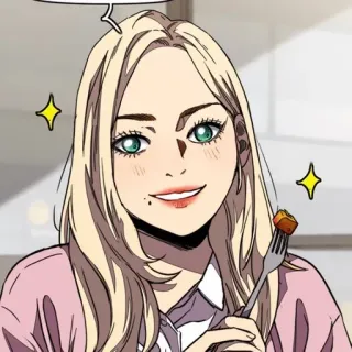 🌟 donna, bionda, mangiare, cibo, anime telegram sticker