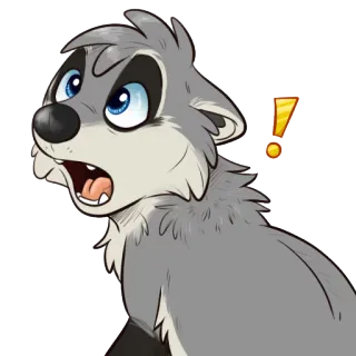 😱 wolf, cartoon, sticker, animal, gray, exclamation, expression whatsapp sticker