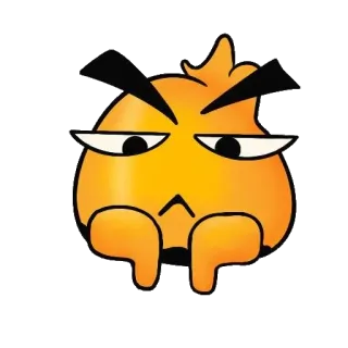 😒 Pulgar abajo, No me gusta, Enfadado, Dibujo animado, Personaje, Naranja telegram sticker