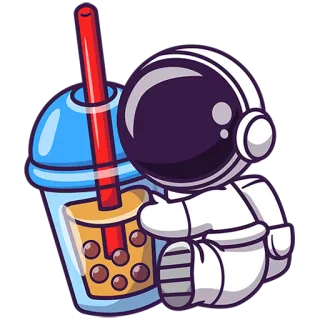 🍸 астронавт, бабл ти, боба, космос, напиток, мультфильм, наклейка telegram sticker