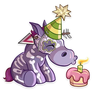 😙 мультик, день рождения, скелет, вечеринка, торт, стрелка whatsapp sticker