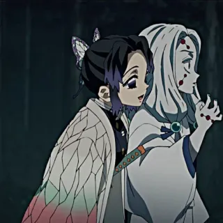 😏 Shinobu Kocho Demon Slayer 애니메이션, 귀멸의 칼날, 코쵸우 시노부, 나비, 카타나 telegram sticker