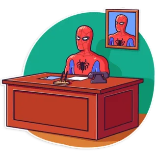 ☹ Spider-Man Superheld, Büro, Schreibtisch, Cartoon, Spider-Man whatsapp sticker
