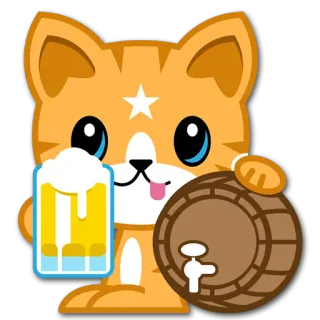 🍺 Katze, Bier, Fass, Getränk, Cartoon, Alkohol whatsapp sticker
