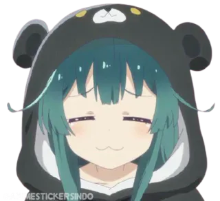 🐾 Anime, Chica, Oso, Sudadera con capucha, Lindo, Kawaii, Manga whatsapp sticker