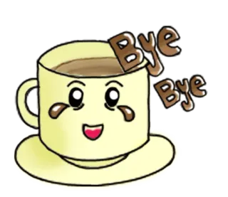 👋 Bye Bye caffè, tazza, carino, ciao, cartone animato, kawaii telegram sticker
