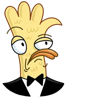 🙄 Мультфильм, Персонаж, Смешной, Птица, Смокинг, Анимированный telegram sticker