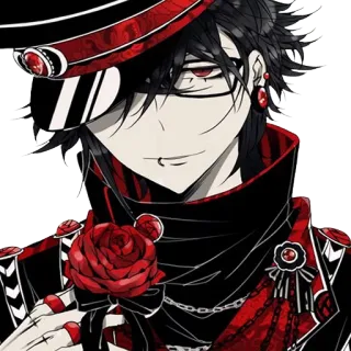 😏 Anime, Mangá, Personagem, Militar, Vermelho, Preto, Rosa telegram sticker