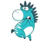 😨 zebra, cartoon, dier, schattig, blauw, grappig, sticker telegram sticker