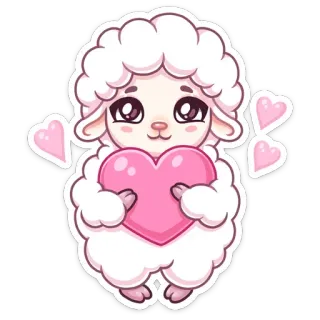 ❤️ овца, сердце, любовь, милый, животное, каваий, ягненок telegram sticker