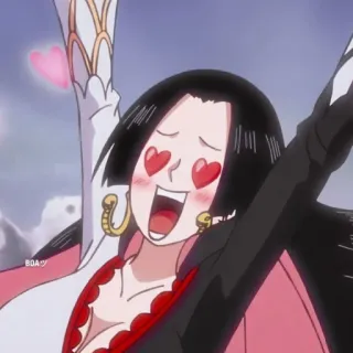 😍 Boa Hancock One Piece Anime, One Piece, Boa Hancock, yeux en cœur, amour, excité(e), Fanart whatsapp sticker