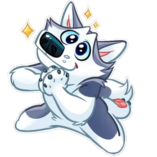 👏 wolf, hund, süß, tier, cartoon, glitzer whatsapp sticker