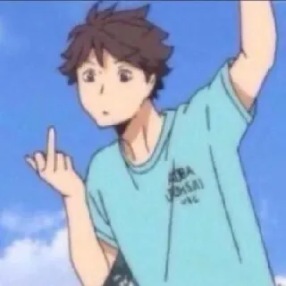 🎐 Oikawa Tooru Haikyuu!! Aoba Johsai anime, middle finger, offensive, sports, volleyball, character, aoba johsai telegram sticker
