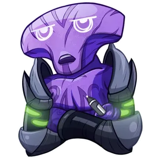 😑 外星人, 卡通, 紫色, 绘画, 安卓机器人 telegram sticker