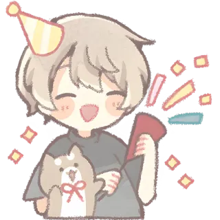 🥳 วันเกิด, ปาร์ตี้, หมา, ฉลอง, น่ารัก, การ์ตูน telegram sticker
