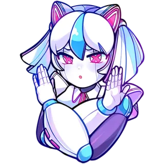 🙅‍♀️ 애니메이션, 로봇, 사이보그, 귀여운, 캐릭터, 디지털 아트 telegram sticker