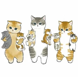 💗 koty, kocięta, zwierzęta, słodkie, zwierzę domowe, ilustracja, kreskówka telegram sticker