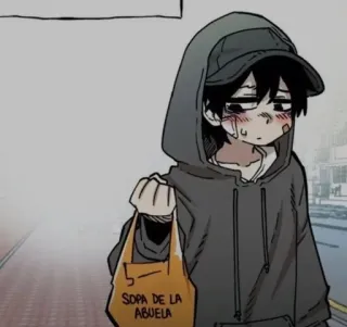 🖤 SOPA DE LA ABUELA traurig, Junge, Anime, weinend, Hoodie whatsapp sticker