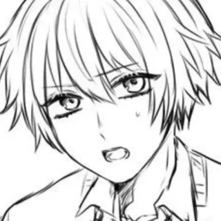🌟 Chłopak anime, Manga, Szkic, Kreskówka, Rysunek, Emocjonalny telegram sticker