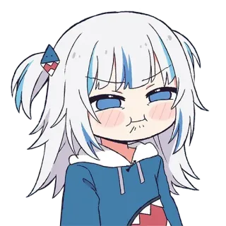 😅 Gawr Gura anime, vtuber, gawr gura, cute, shark, hololive whatsapp sticker