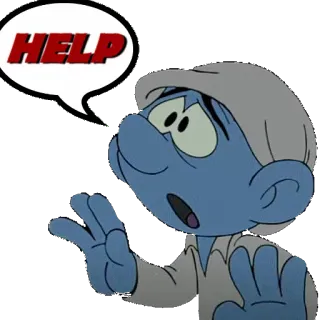🆘 Smurf HELP Cartone animato, Puffo, Aiuto, Angosciato, Preoccupato telegram sticker