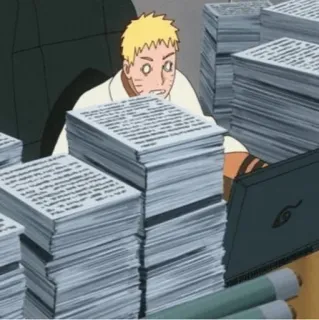 💛 Naruto Uzumaki Naruto наруто, аниме, манга, стопка, бумажная работа, стресс, офис telegram sticker