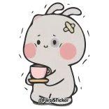😭 conejo, lindo, dibujos animados, té, kawaii, animal telegram sticker