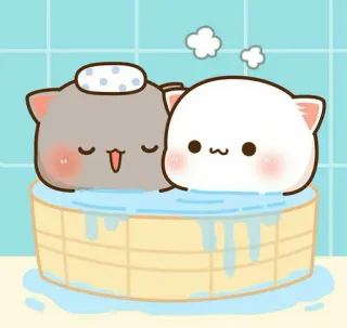 🍓 kucing, kartun, mandi, imut, binatang whatsapp sticker