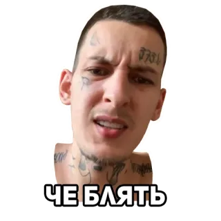 🤯 ЧЕ БЛЯТЬ homme, visage, russe, jurer, tatouage telegram sticker