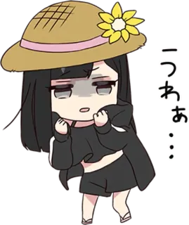 😦 うわあ Anime, Menina, Chapéu, Desenho animado, Bonito, Japonês telegram sticker